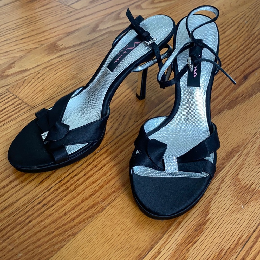 Black Heels with Rhinestones Size 7